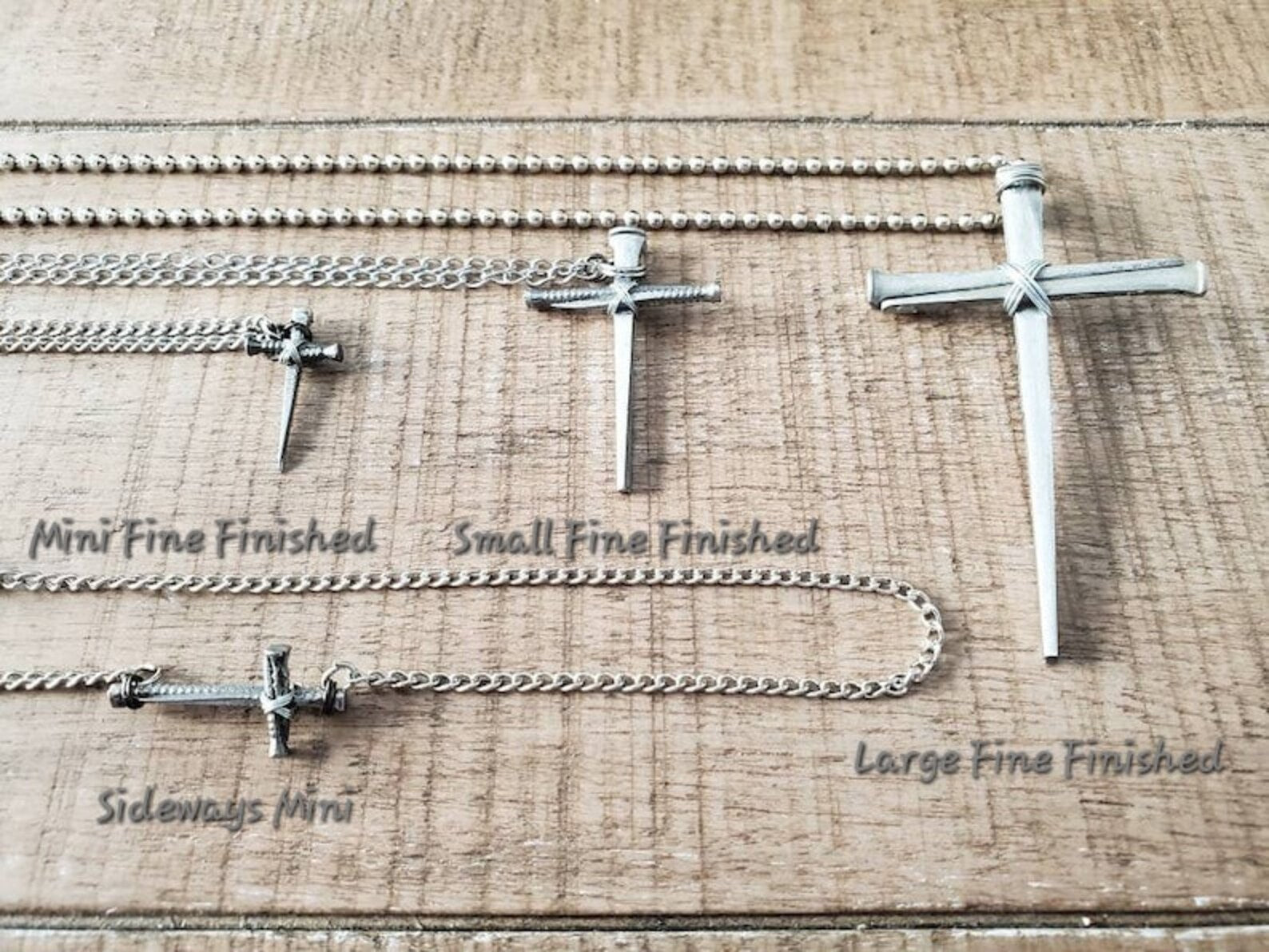 Small Fine Finished - Hand Forged 3 Nail - Handmade Cross Necklace