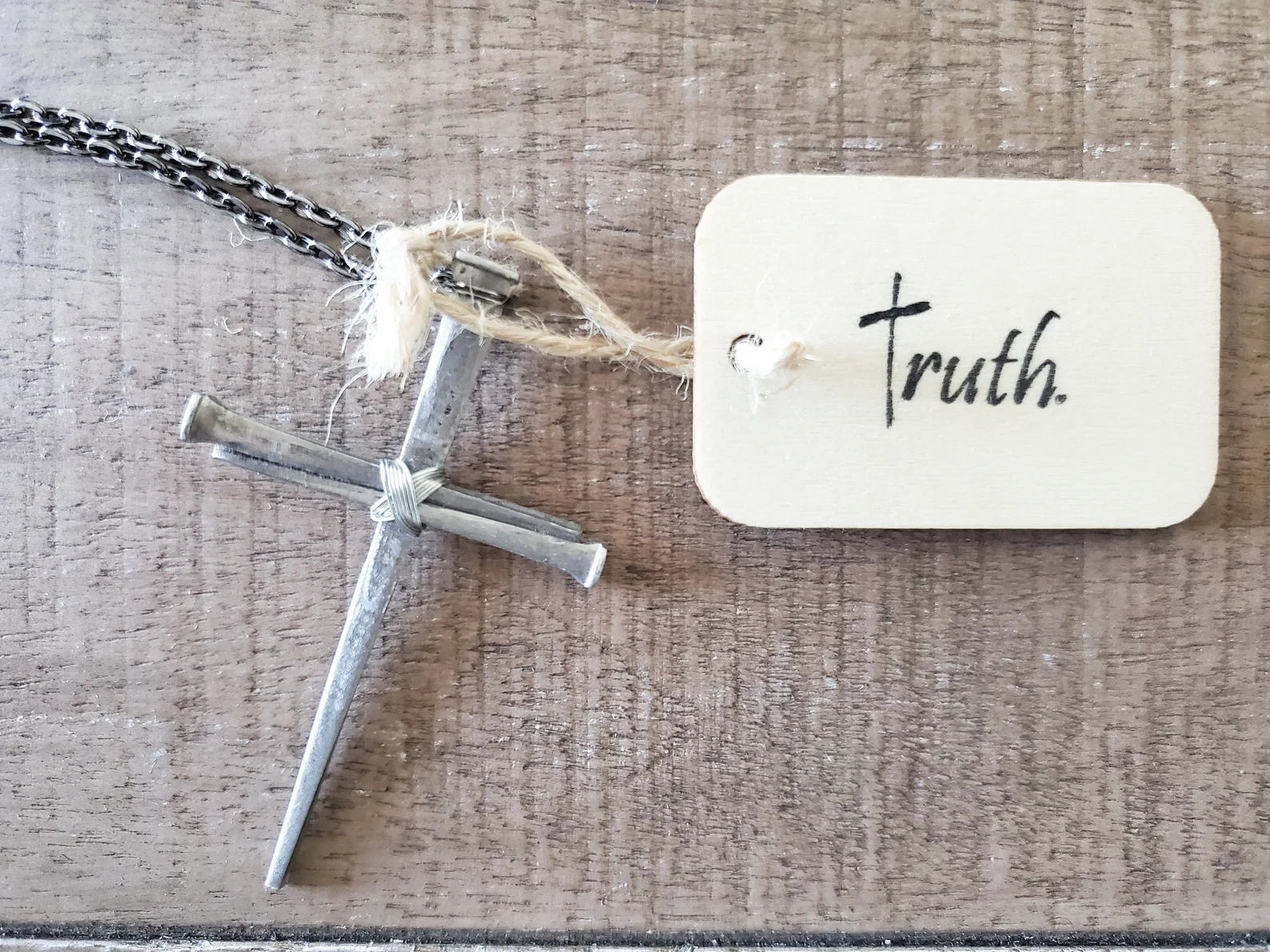 Large Fine Finished - Hand Forged 3 Nail - Handmade Cross Necklace