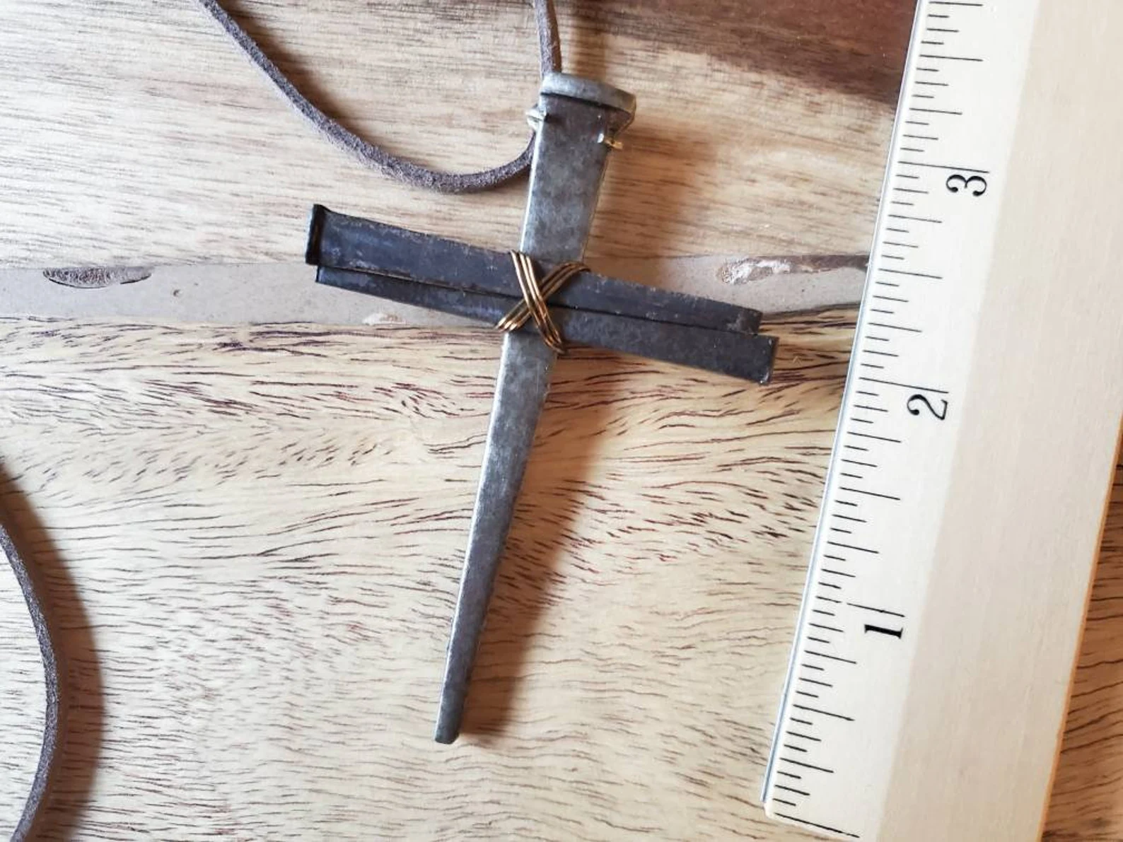 Large Rustic - Hand Forged 3 Nail - Handmade Cross Necklace