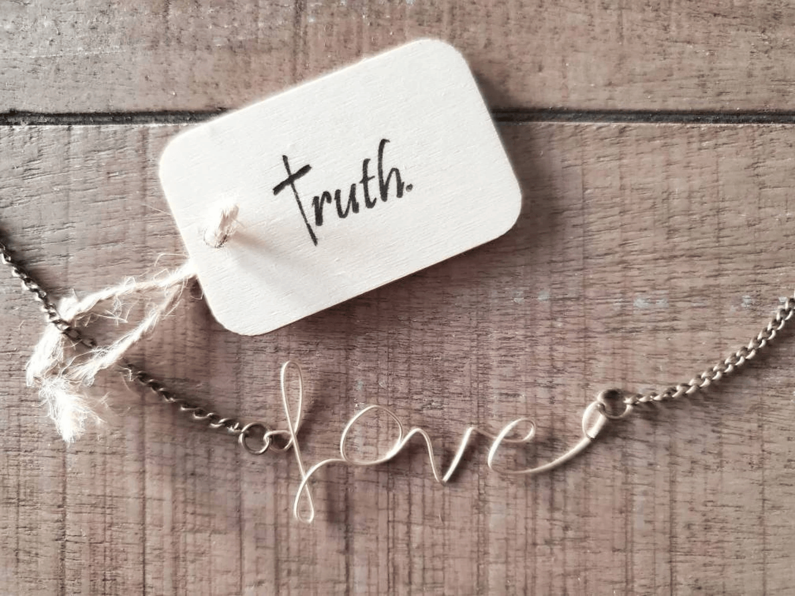 Vintage Handcrafted Wire Love Necklace