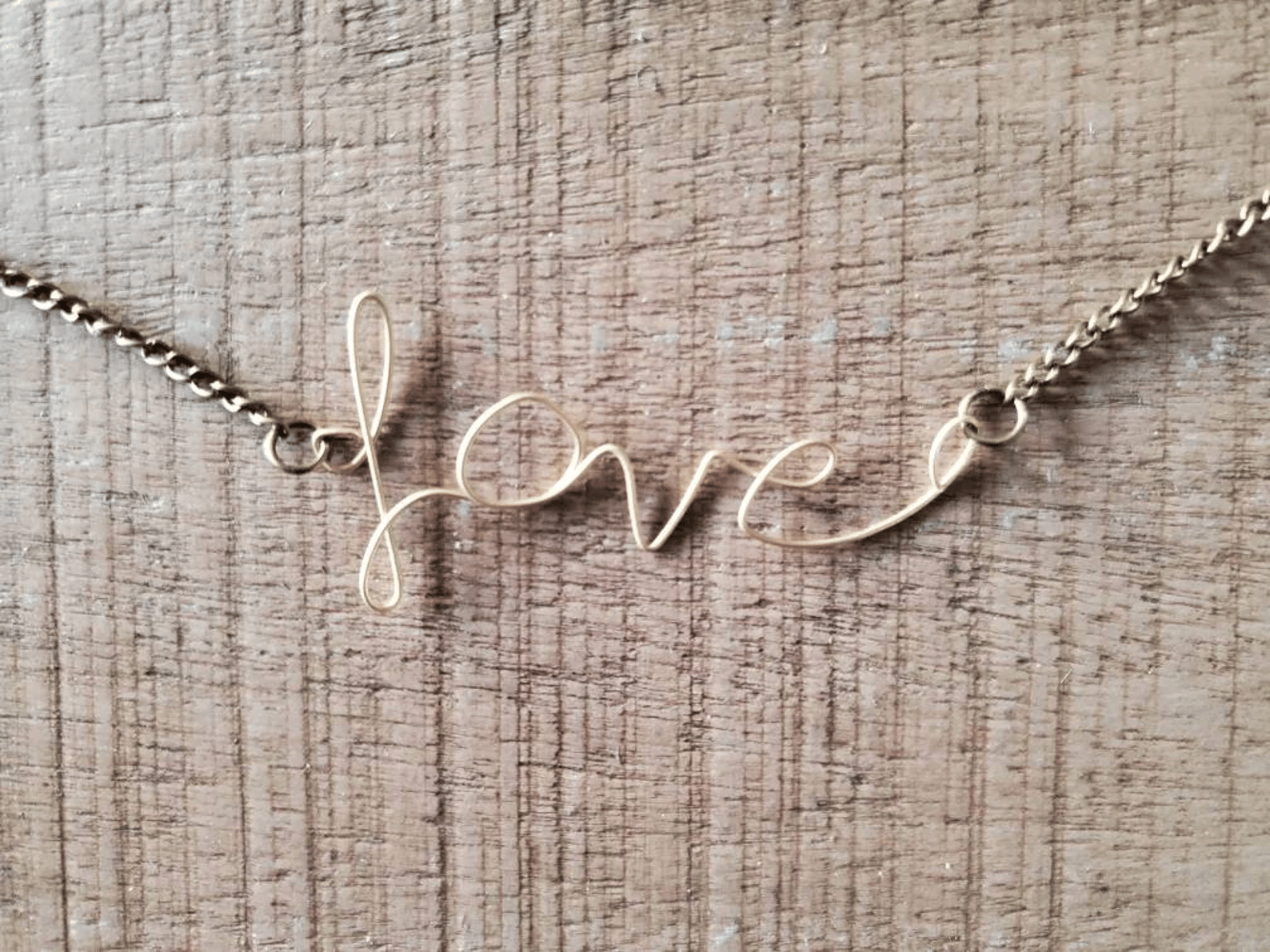 Vintage Handcrafted Wire Love Necklace