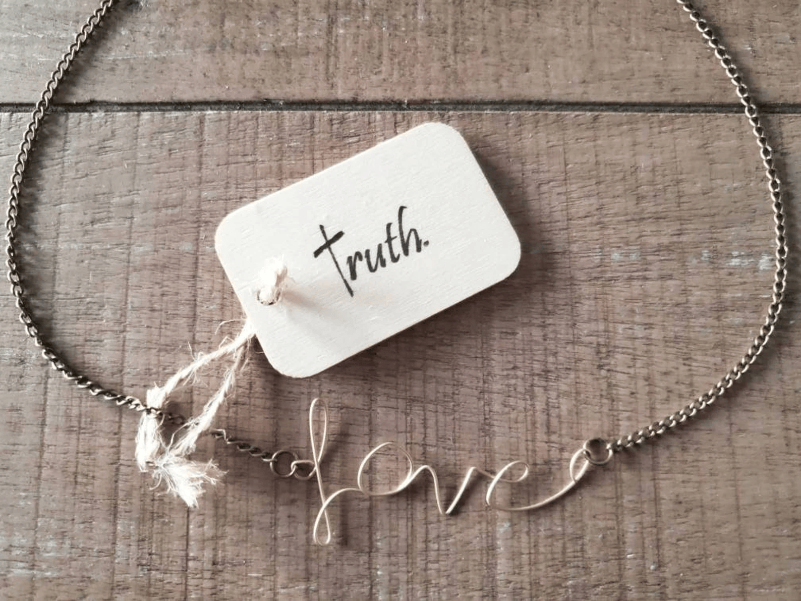 Vintage Handcrafted Wire Love Necklace