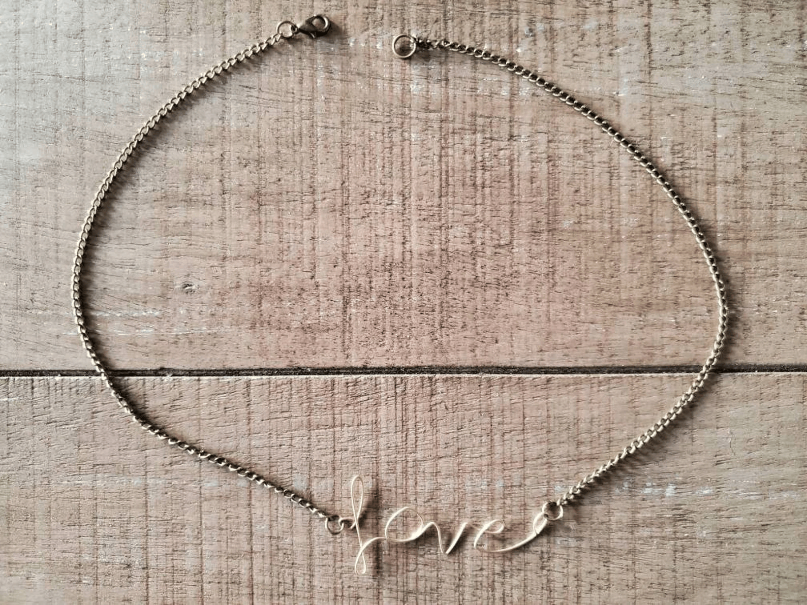 Vintage Handcrafted Wire Love Necklace
