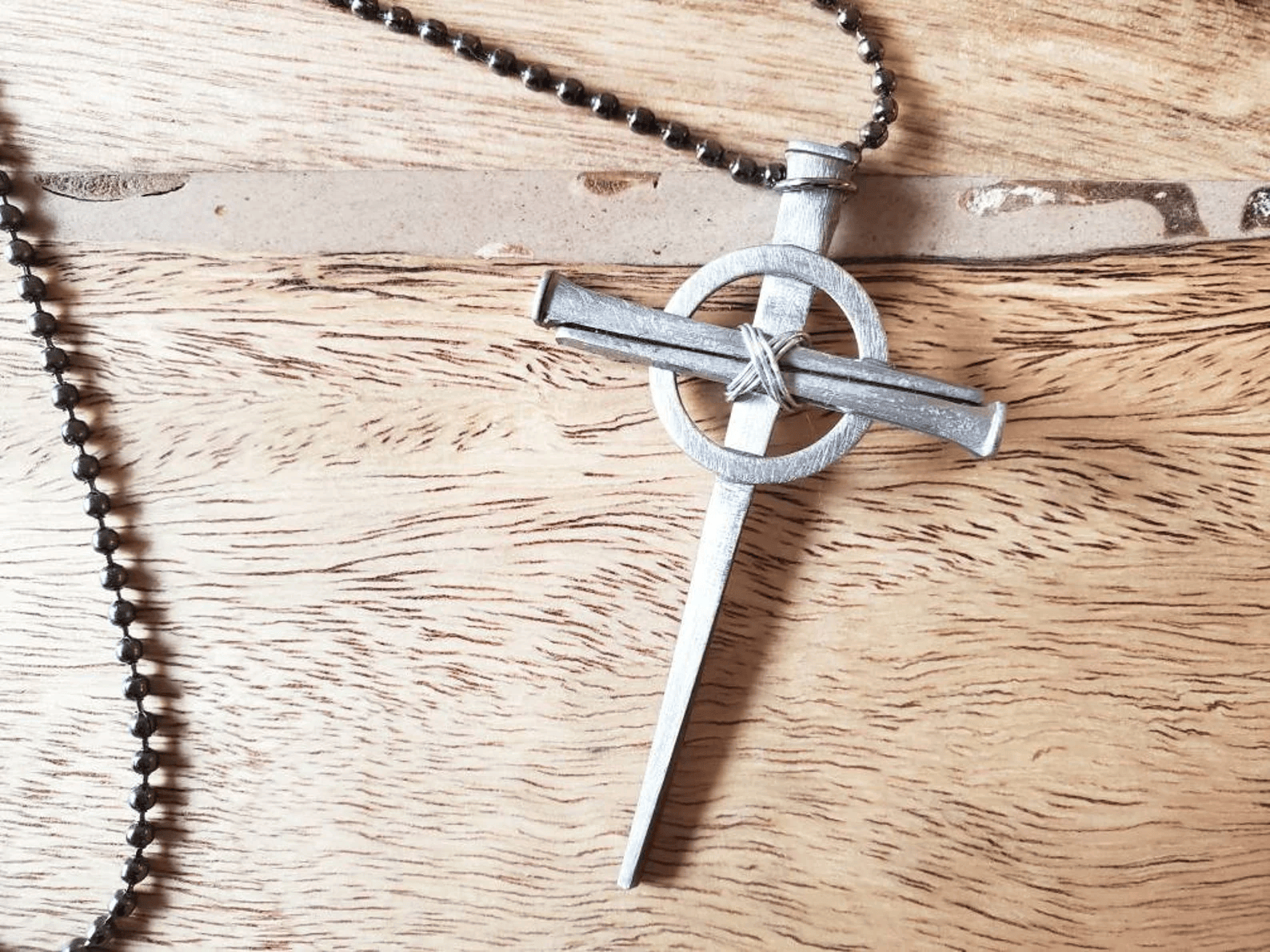 Medium Celtic (Fine Finished) - Hand Forged 3 Nail - Handmade Cross Necklace