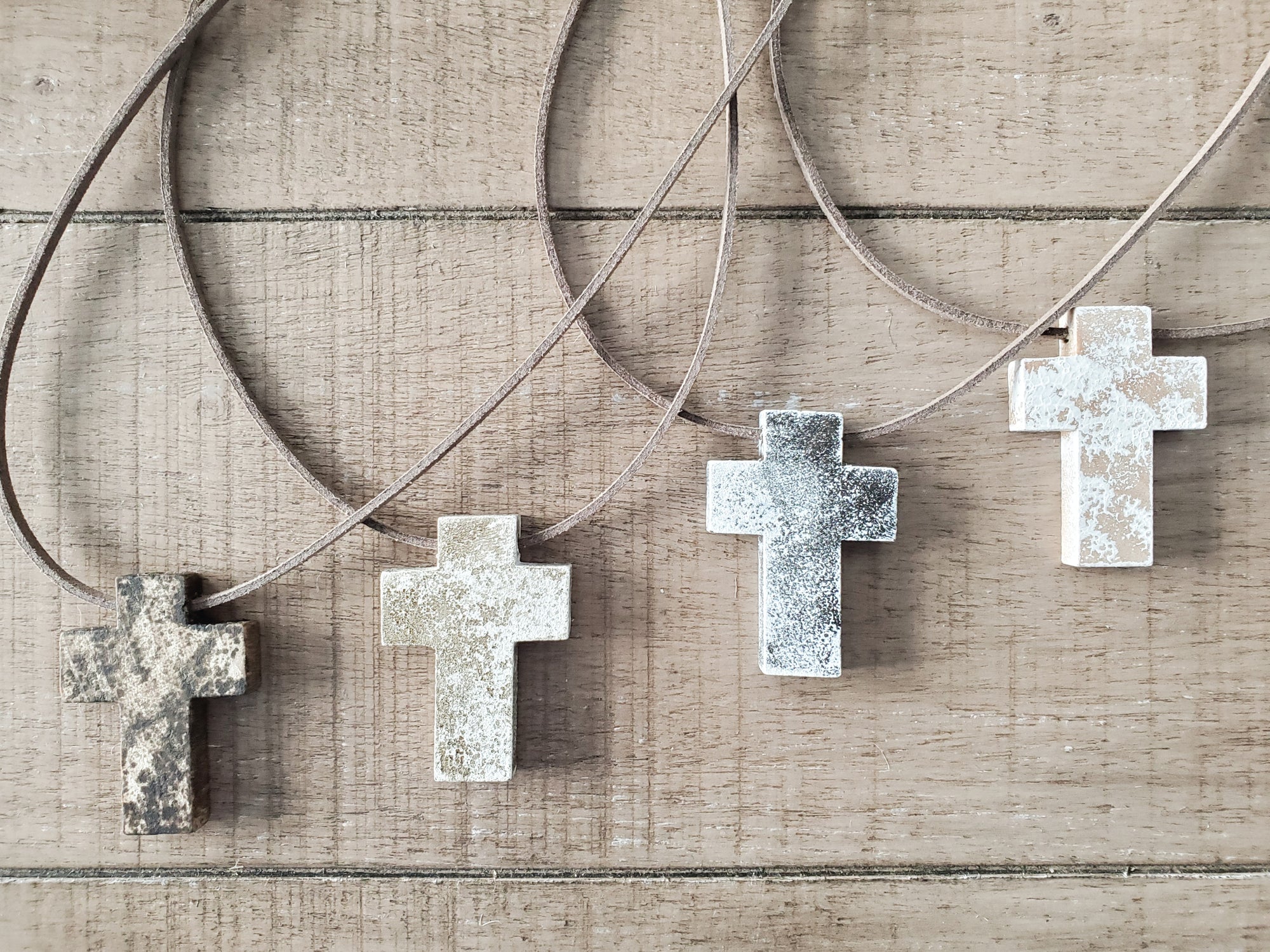 Hand-Painted Wood Cross Christmas Ornaments