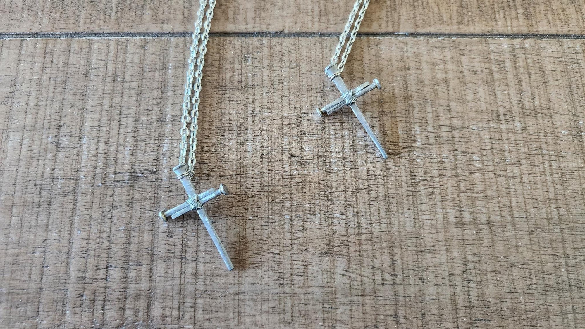 Small Fine Finished - Hand Forged 3 Nail - Handmade Cross Necklace