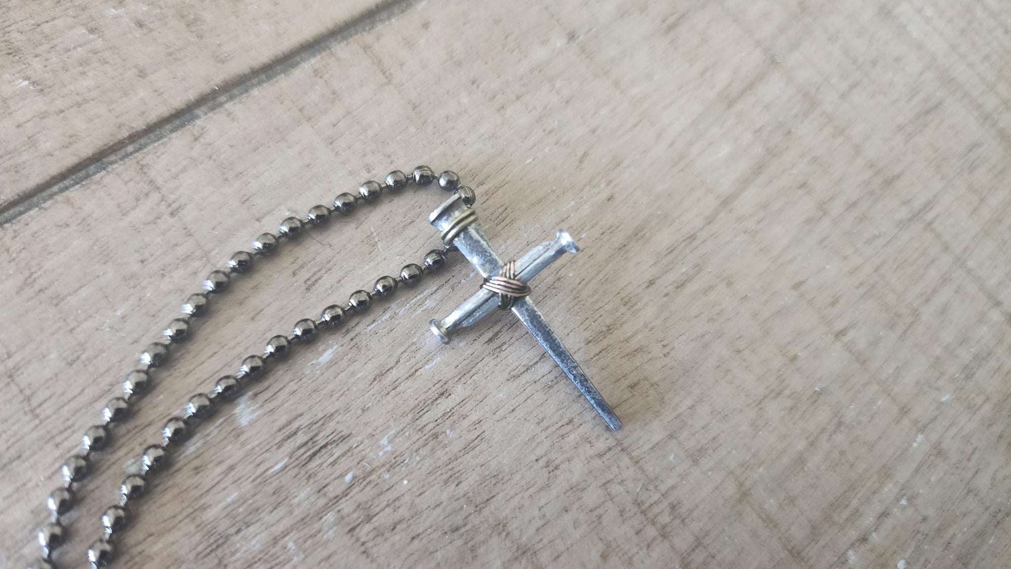 Mini Vintage - Hand Forged 3 Nail - Handmade Cross Necklace