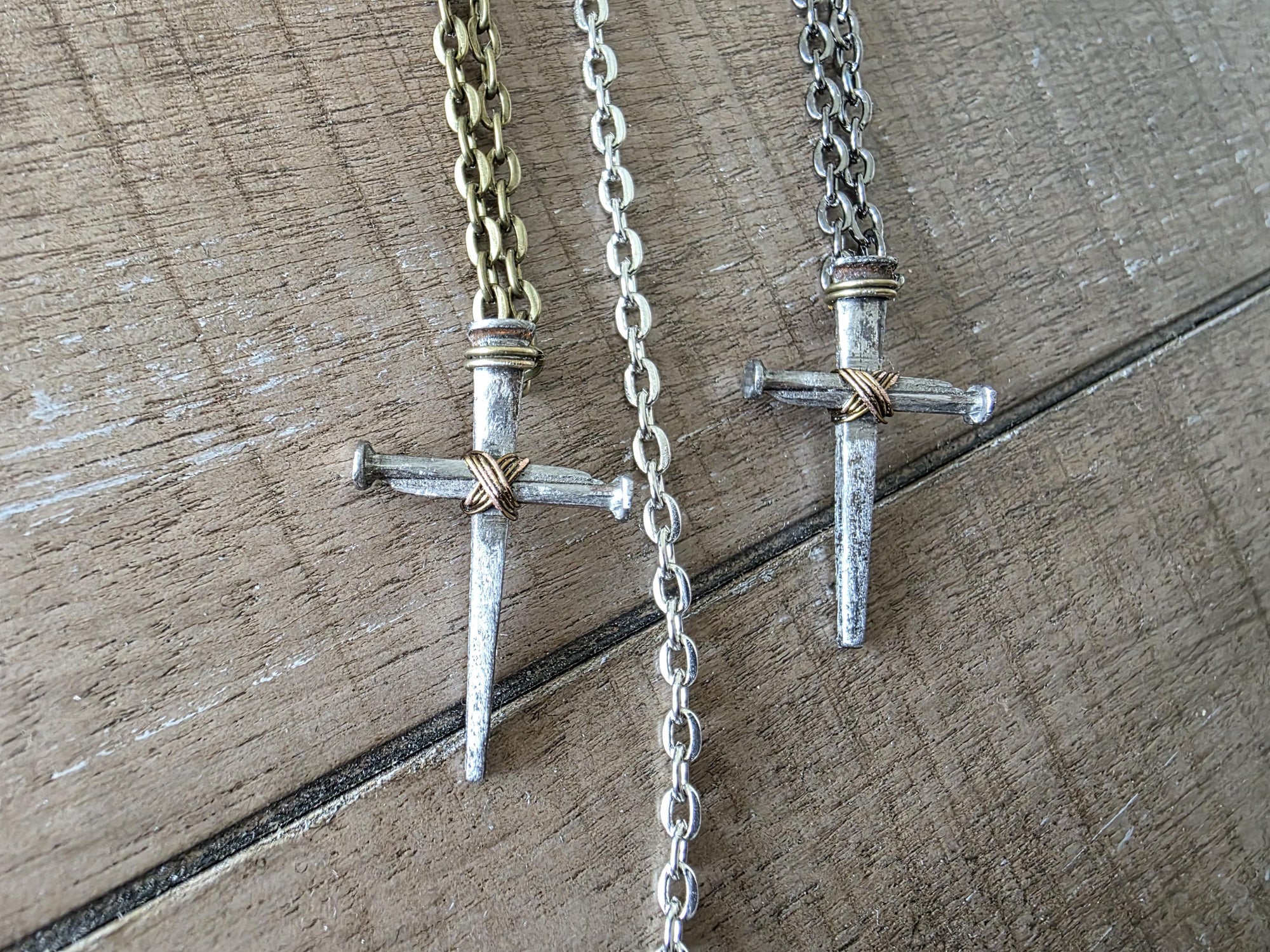 Mini Vintage - Hand Forged 3 Nail - Handmade Cross Necklace