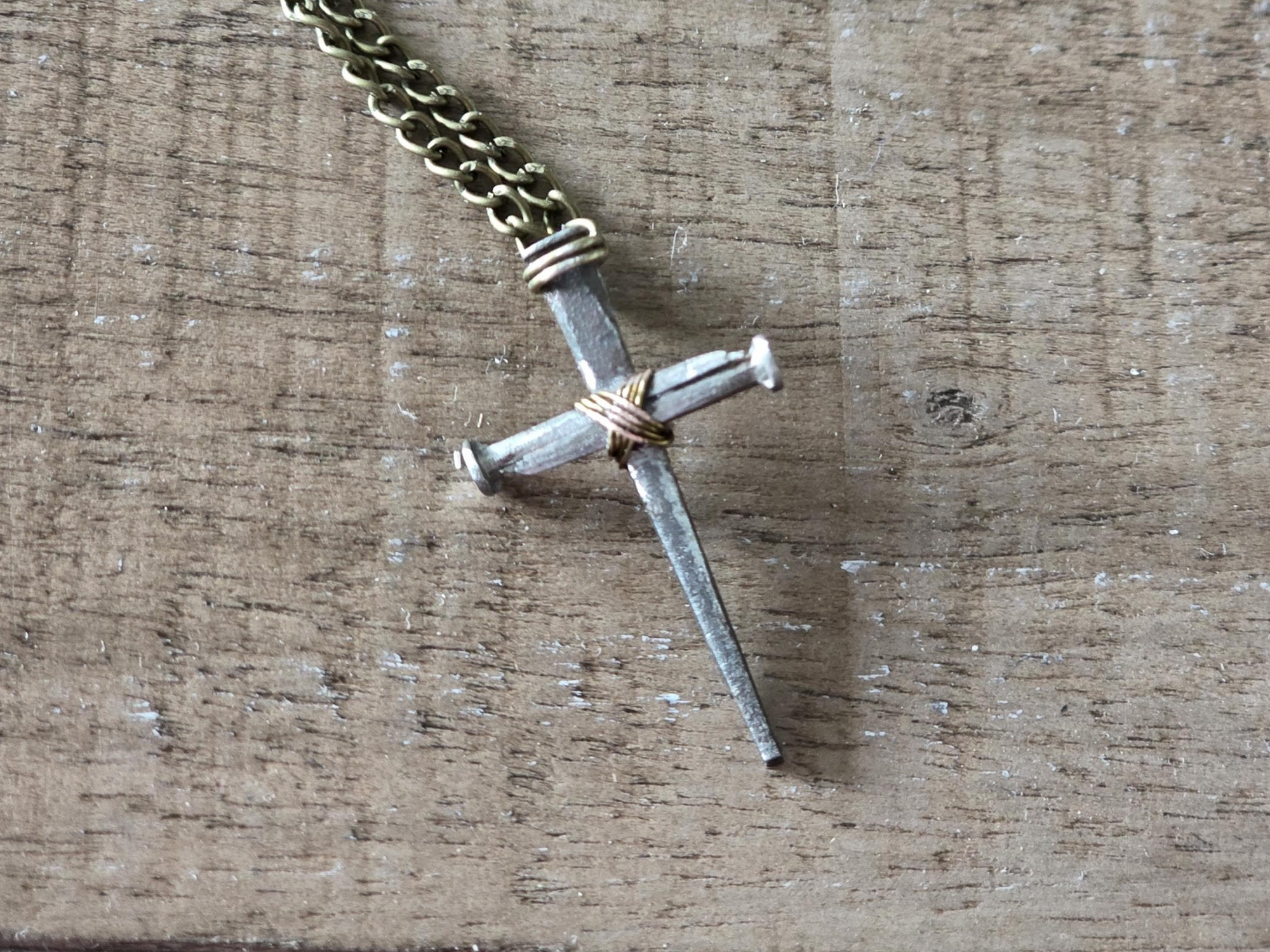 Mini Vintage - Hand Forged 3 Nail - Handmade Cross Necklace