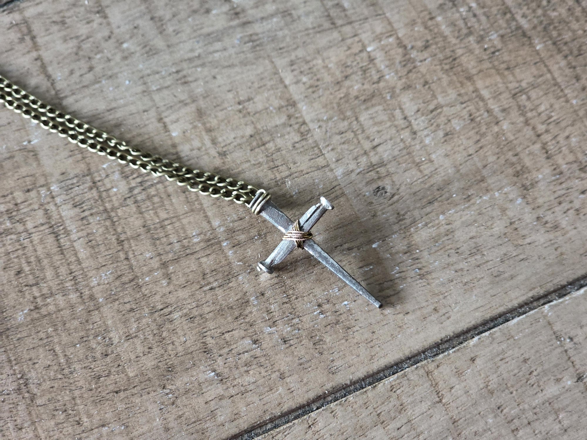Mini Vintage - Hand Forged 3 Nail - Handmade Cross Necklace